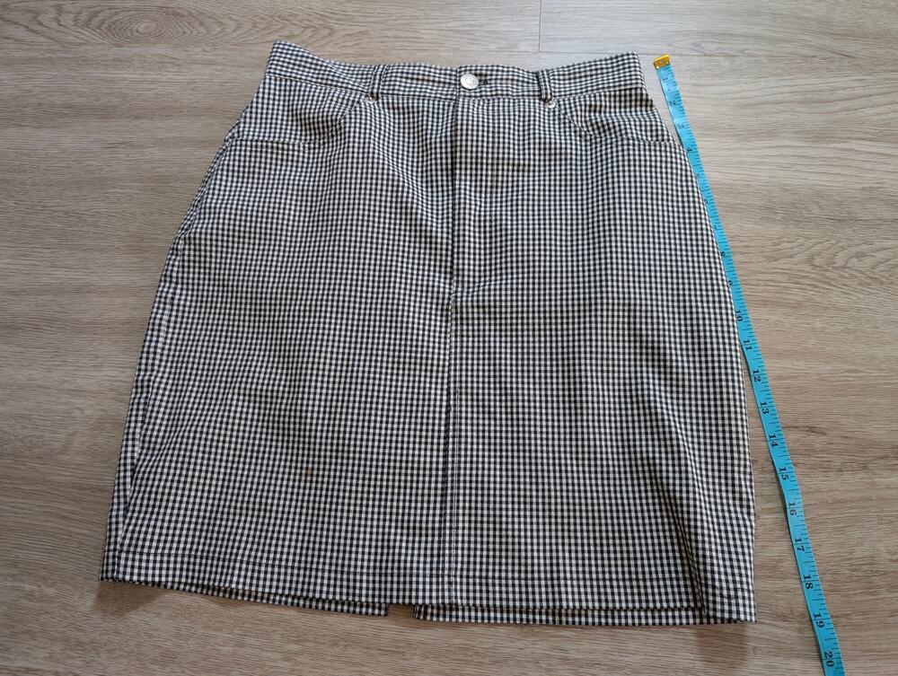 Express Womens Size 2 Black White Gingham Plaid A Line Mini Skirt Career Preppy